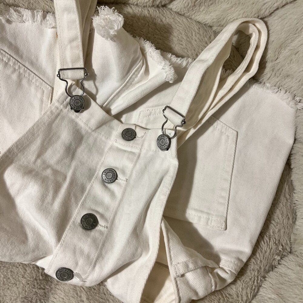 PacSun White Button Overall Shorts